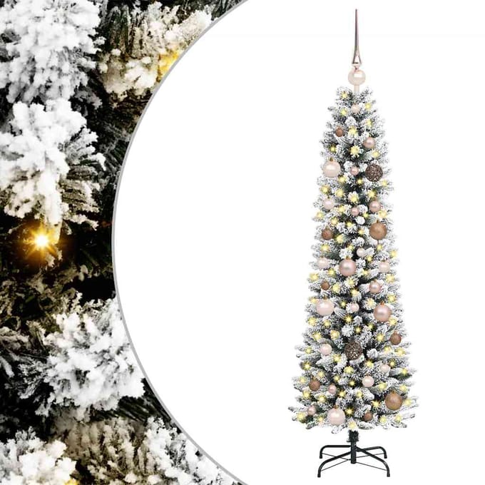 vidaXL - Kunstkerstboom - Wit - 150 - cm - PVC - en - Metaal - en - Plastic