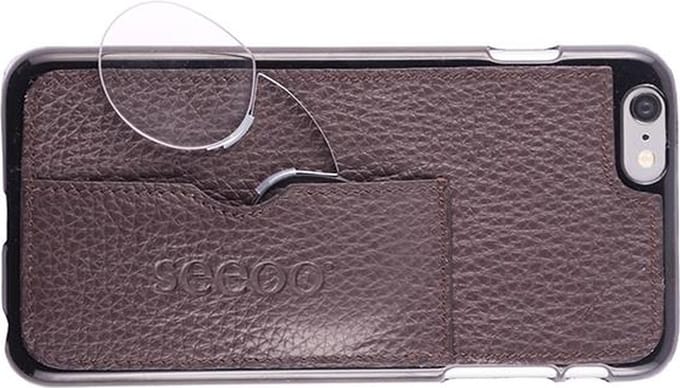 Seeoo Light Bruin Pince-nez bril +1.5 met iPhone 6 PLUS hoesje met vak