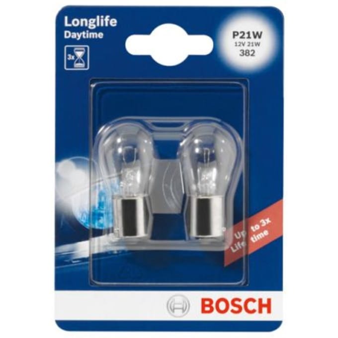 P27/7w lamp BOSCH P21W Longlife Daytime 12V/21W, 2 Stuk
