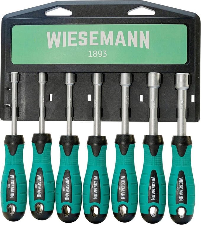Dopsleutel-schroevendraaier set 7 delig voor buitenzeskantschroeven 6-12 mm