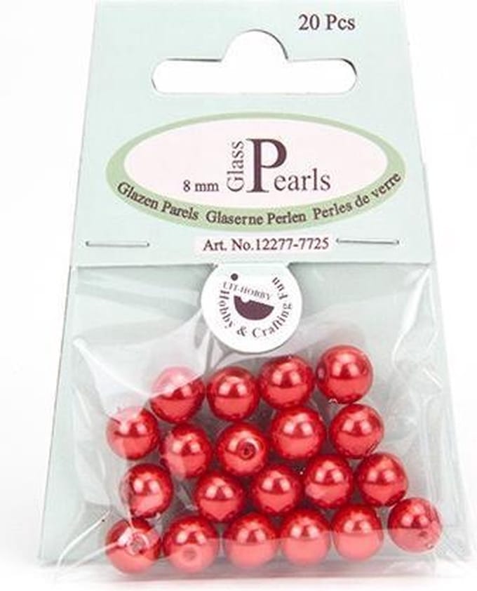 Glasparels Rond Rood 8mm.