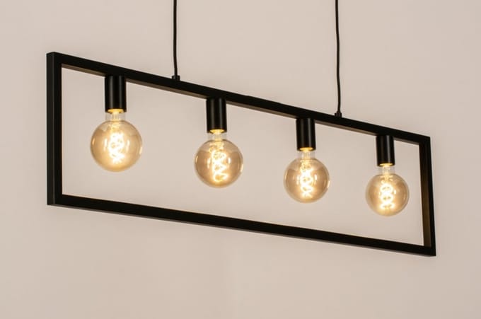 Lumidora Hanglamp 74572 - BUZZER - 4 Lichts - E27 - Zwart - Metaal