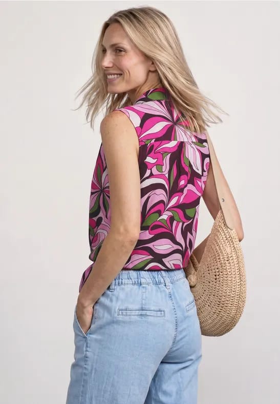 Blousetop met bowlingkraag en knoop