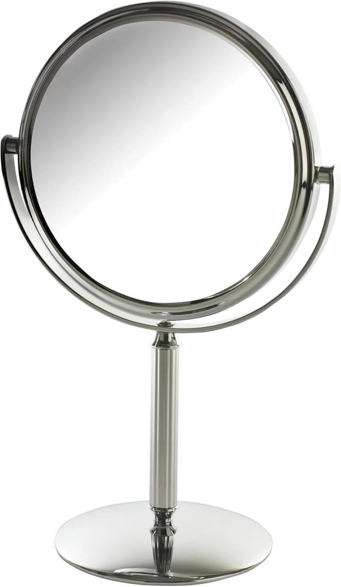 Dubbelzijdige Make-up Spiegel met 5x Vergroting en Draaibaar Ontwerp