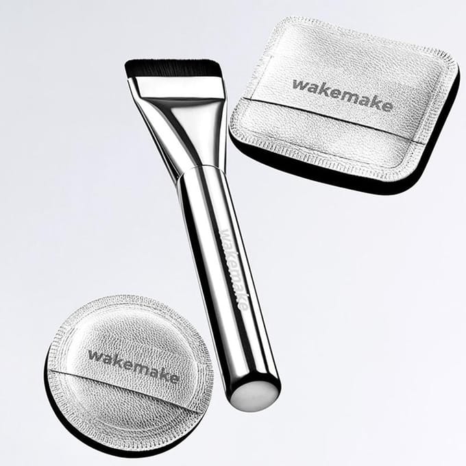 WAKEMAKE Set Spatule Large Pinceau Fond de Teint + Éponge Pillow