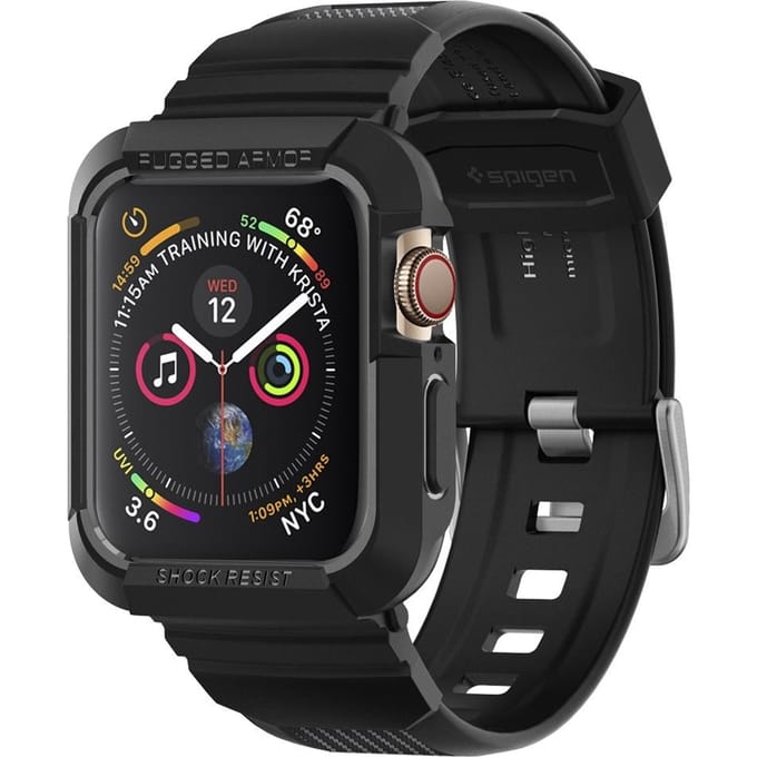 Spigen Rugged Armor Pro hoes voor Apple Watch 44mm Series, Zwart 062CS25324