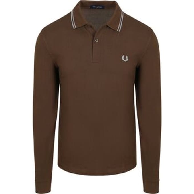 Polo Shirt Lange Mouw Fred Perry Longsleeve Polo Bruin 49A