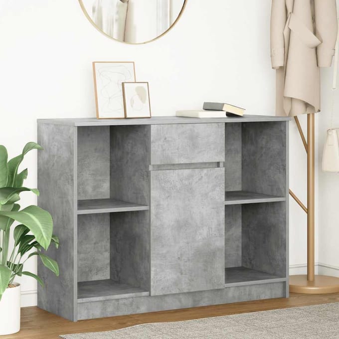 vidaXL - Dressoir - met - lade - 101x35x76 - cm - spaanplaat - betongrijs