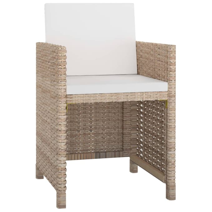 vidaXL - 5-delige - Tuinset - met - kussens - poly - rattan - beige
