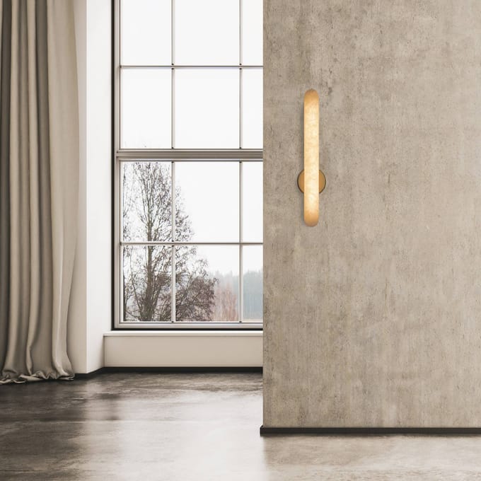 Zambelis LED wandlamp 2547, wit, hoogte 37 cm, albast, dimbaar