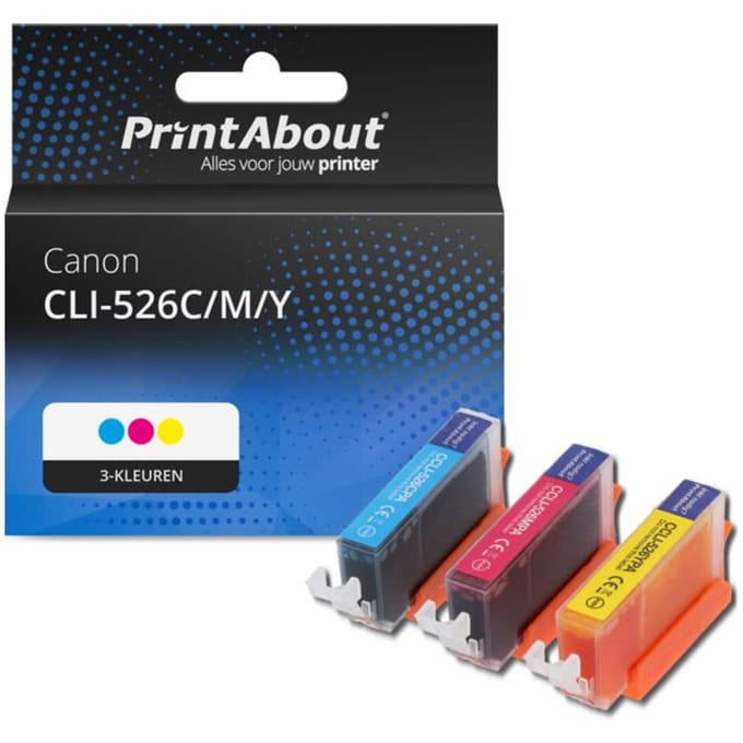 PrintAbout huismerk Inktcartridge CLI-526C/M/Y 3-kleuren Multipack Geschikt voor Canon