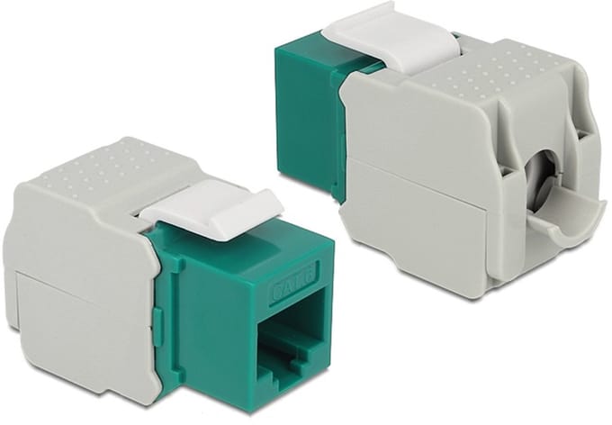 UTP CAT6 Gigabit Keystone module RJ45 - LSA (toolless) / groen/grijs