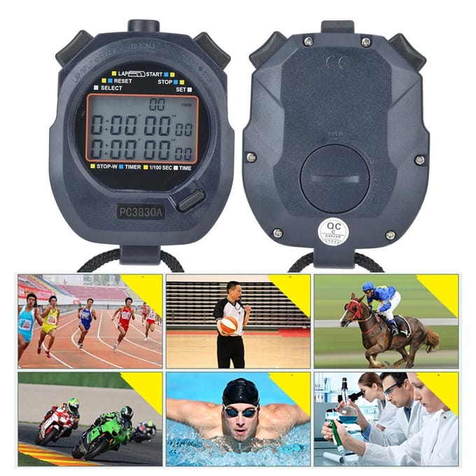PC3830A ABS Sporten Hardlopen Stopwatch Elektronische Atletiek Countdown Stopwatch0.01 gray