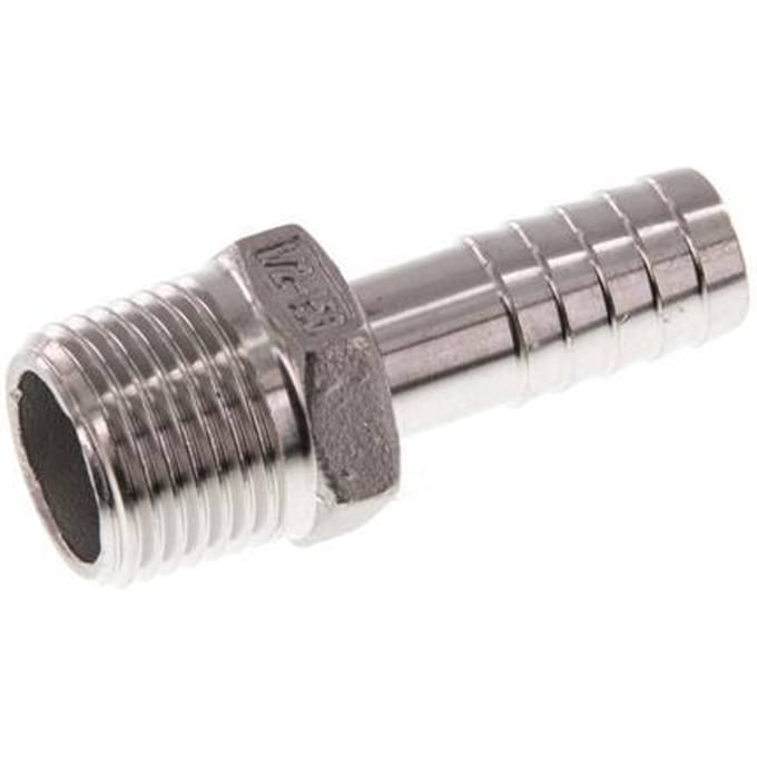 R 1/2'' Buitendraad x 13mm RVS Slangpilaar 16 Bar
