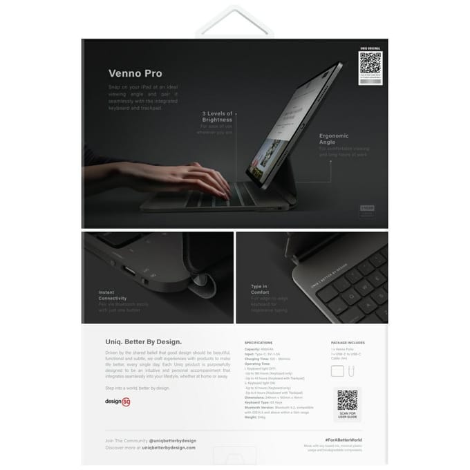 UNIQ Venno Pro Magnetic Smart Keyboard Case for iPad Pro 11" (2024/2025) - Black