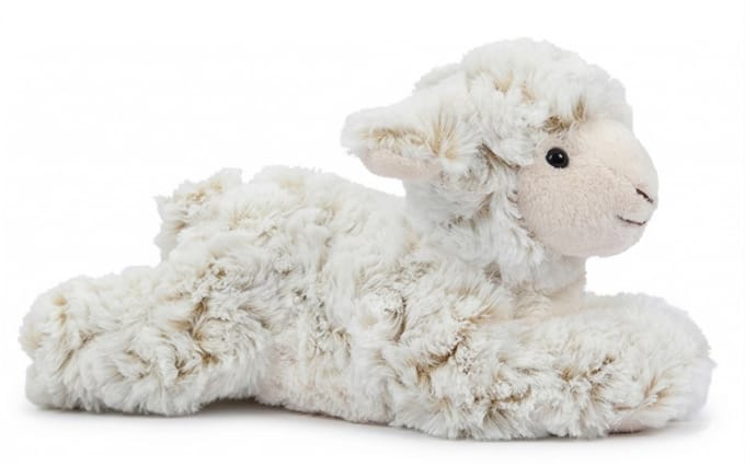 Pluche schaap/lammetje knuffel liggend - 22 cm - Boerderij knuffelbeesten
