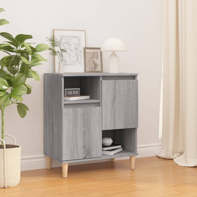 vidaXL - Dressoir - 60x35x70 - cm - bewerkt - hout - grijs - sonoma - eikenkleurig