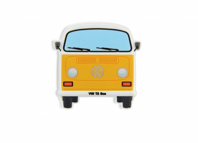 VW T2 Bus Rubber Magneet - Voorkant/oranje