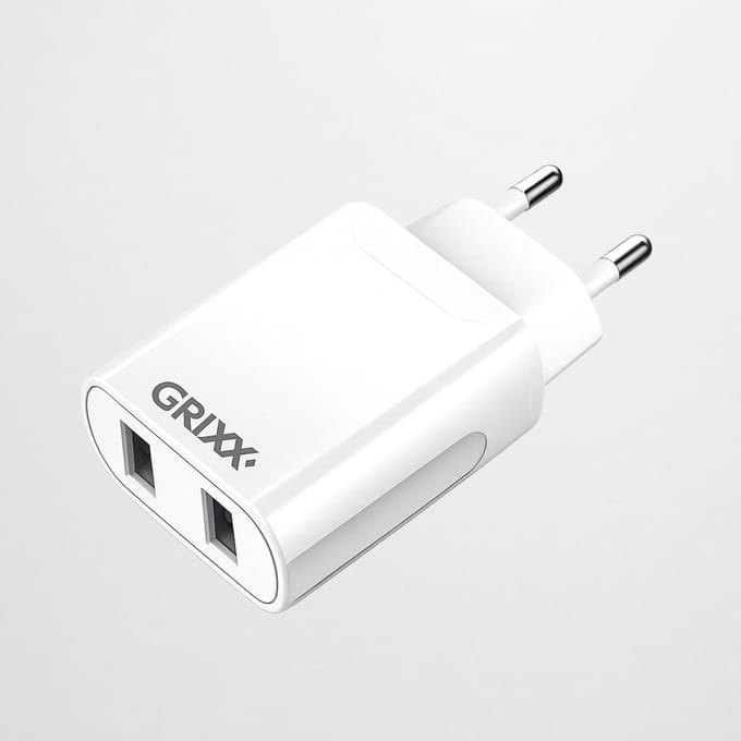 Grixx Dual USB Oplader - 2 Poorten - 2400mA - Wit