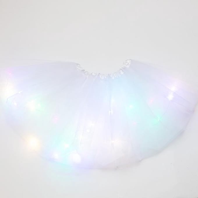 Lichtgevend LED - Rokje - Tutu - Volwassen - Wit - Met Gekleurde RGB Verlichting