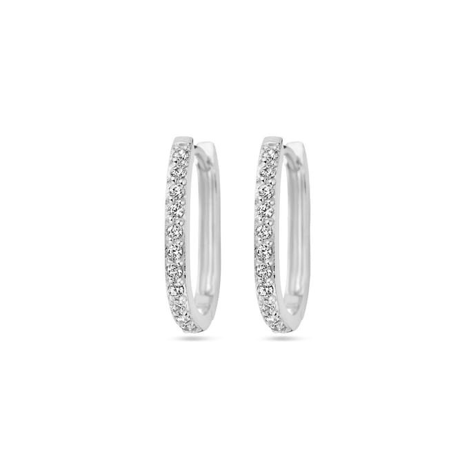 Zilver Gerhodineerd Klapoorringen Zirkonia 1338317