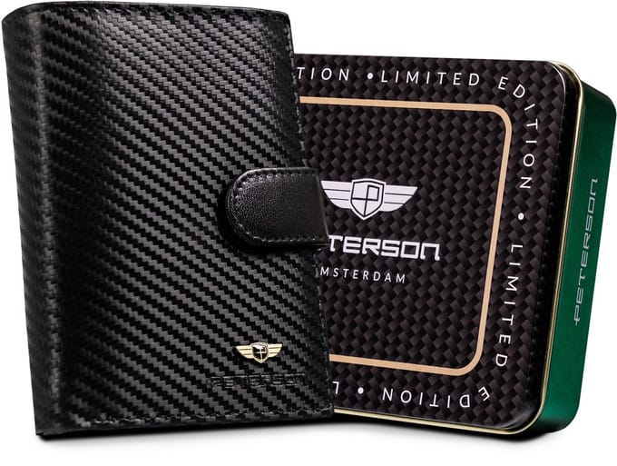 Leren portemonnee PTN 339Z-CA-6679 Zwart (Carbon)