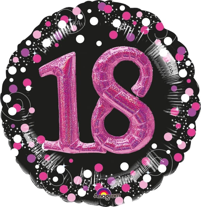 Ballon “Sparkling Pink 18” Folie Ballon 91 x 91 cm