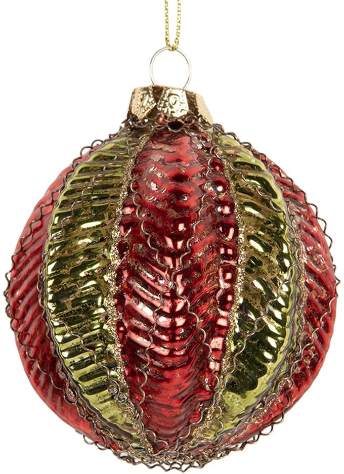 Clayre & Eef Kerstbal Overig Ø 7x8 cm Goudkleurig Glas Kerstballen
