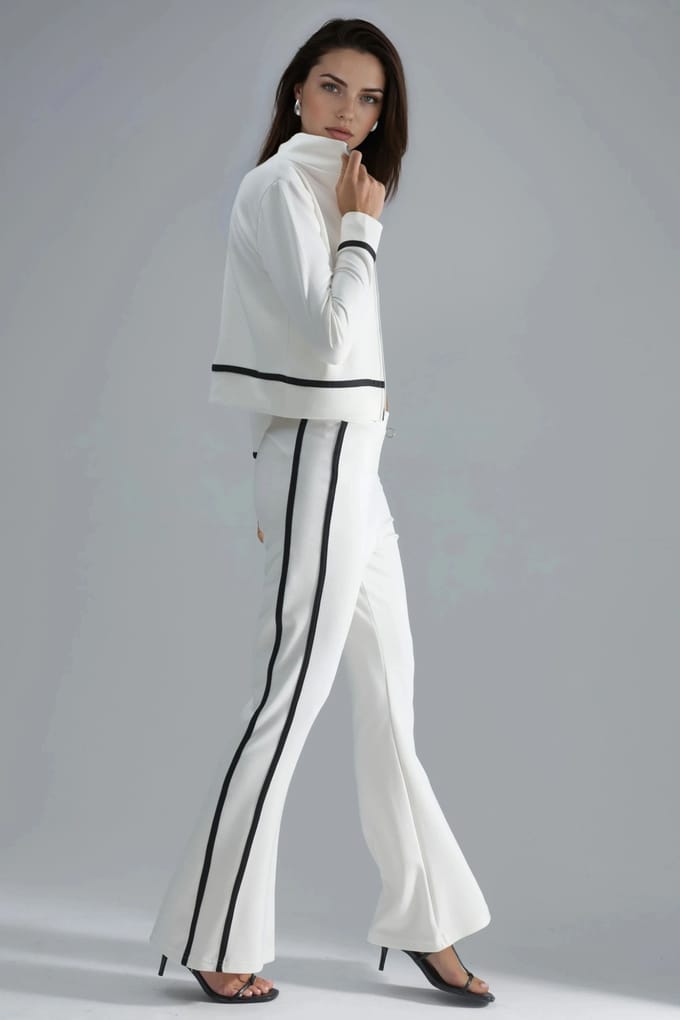 Modal Touch Ziptrui & Flared Broek Twee-Delige Set
