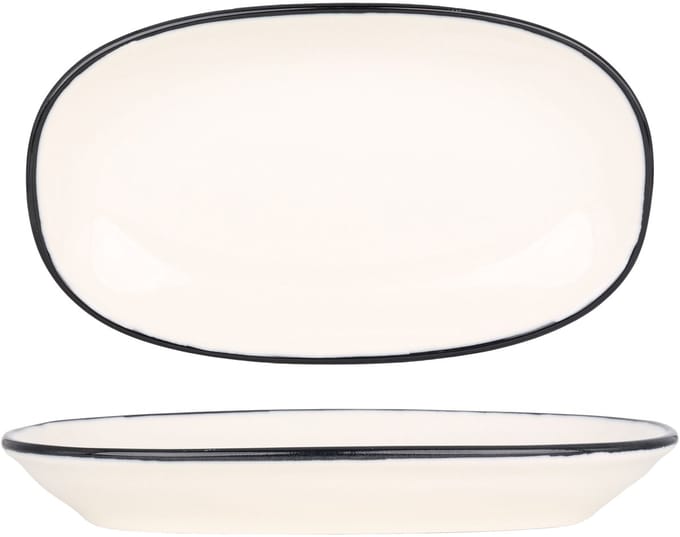 Bonna Serveerschaal - Linea Black - Porselein - 24x14 cm - set van 2