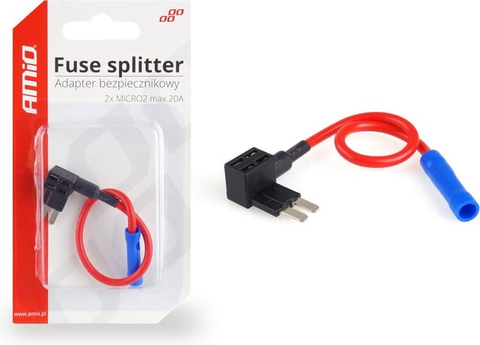 AMiO Universele Add a Zekeringhouder Micro 2 Steekzekering 20A Splitter Adapter