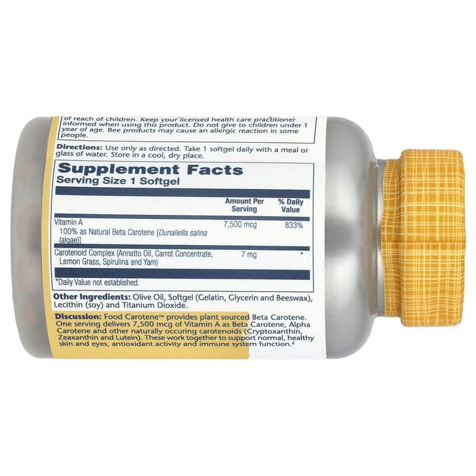 Plantaardige Bron Voedsel Caroteen™, 200 Zachte Capsules