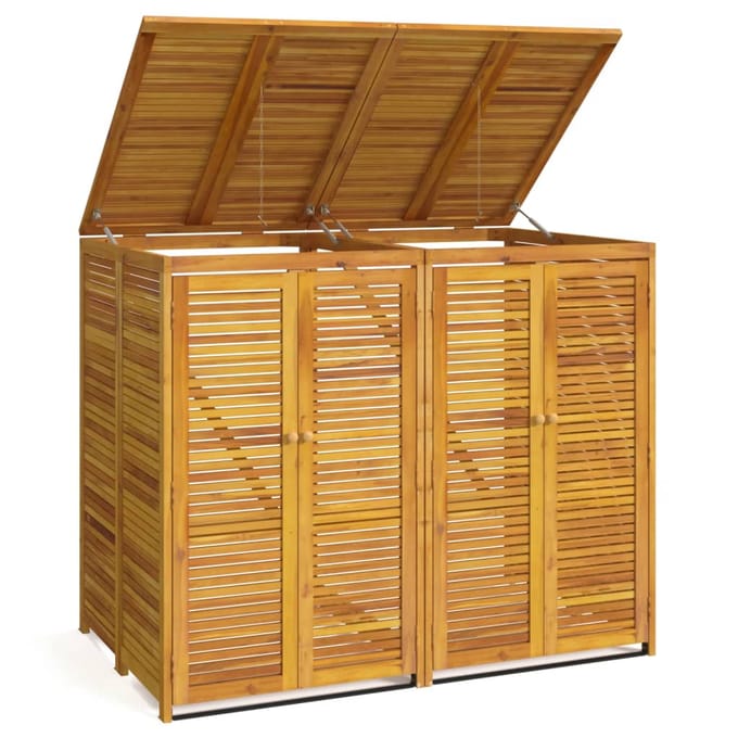 vidaXL - Afvalbakberging - dubbel - 140x89x117 - cm - massief - acaciahout