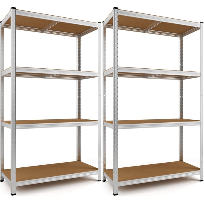 Monzana Stellingkast - Set van 2 170x75x30cm 280kg 4 MDF Planken - Zilver