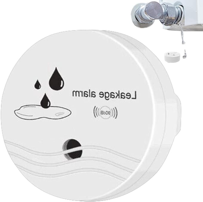 Waterdetector Alarm - Lekdetector Thuis - Waterschade Voorkomen - 360 Graden Detectie - 12 x 12 x 5 cm - Wit