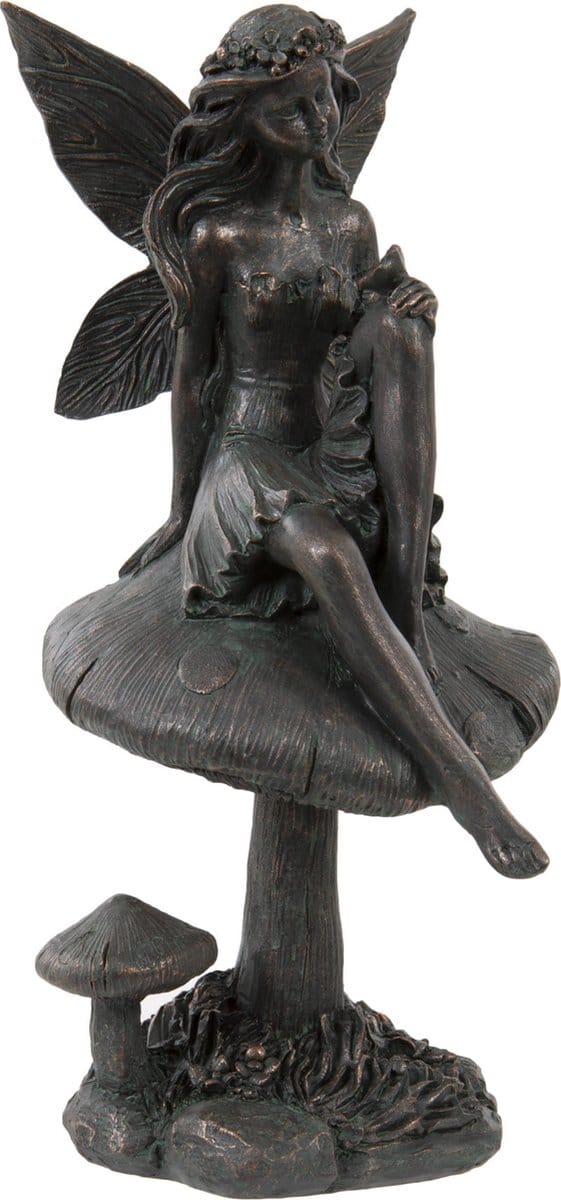 Decoratief figuur - elf op paddenstoel - fee