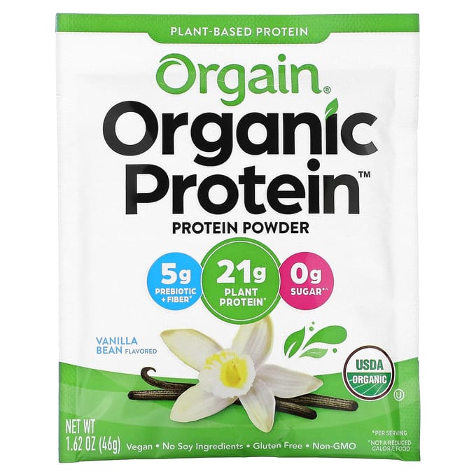 Biologisch Eiwitpoeder, Veganistisch, Vanilleboon, 10 Zakjes, 46G (1.62Oz) Elk
