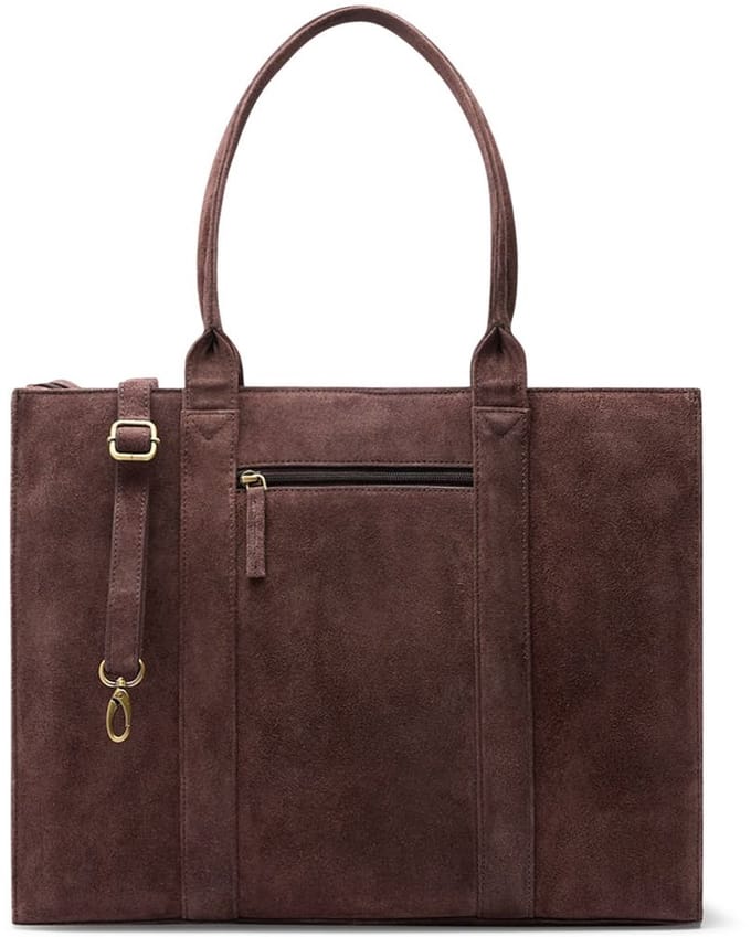 Manfield - 18 inch donkerbruine suède shopper