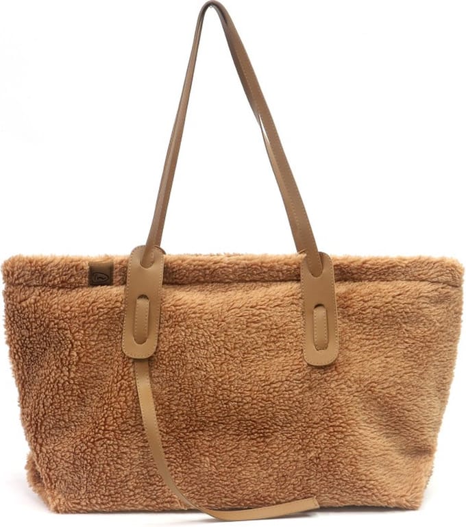 Camel teddy schoudertas / shopper Mindat