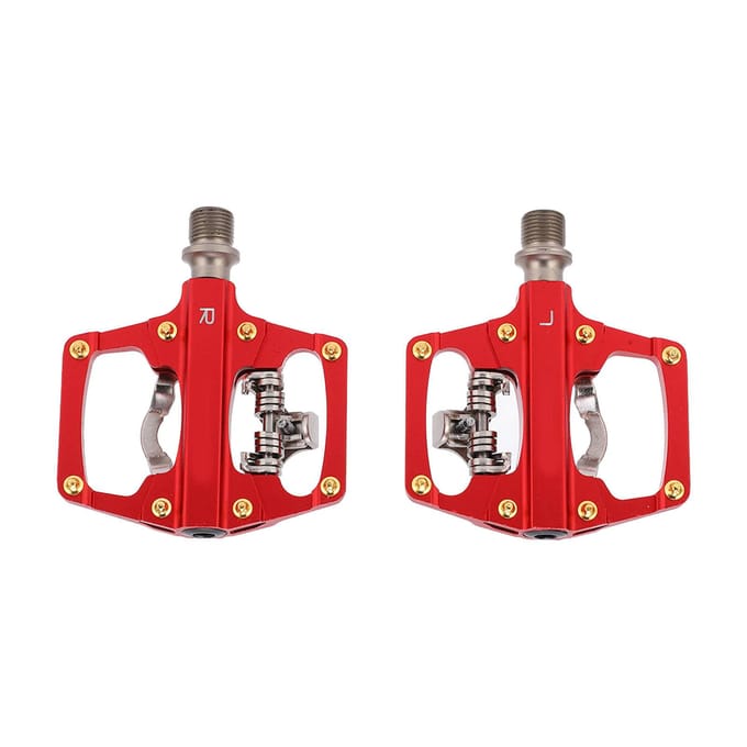 Pédales multi-usages à plateforme double face MEROCA pour VTT SPD, pédales automatiques scellées red
