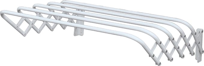 MSV Uitschuifbaar wasgoedrekje/droogrek - 5 meter waslijn - Ophangbaar aan muur - wit - 100 cm - metaal