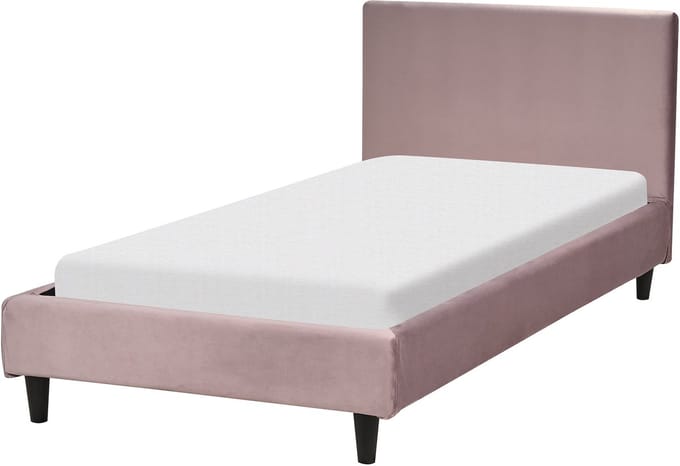 FITOU - Eenpersoonsbed - Lichtroze - 90 x 200 cm - Fluweel