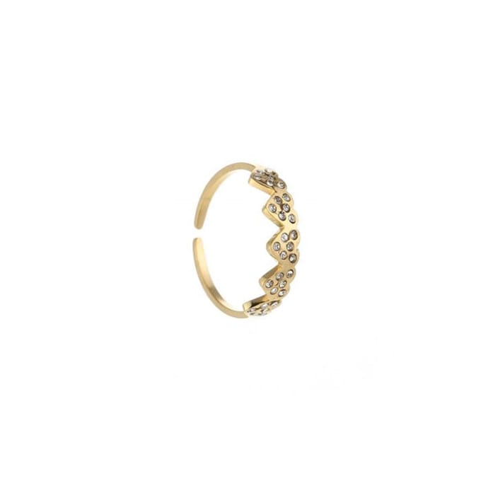 Bijoutheek Ring hartjes stenen one size goud