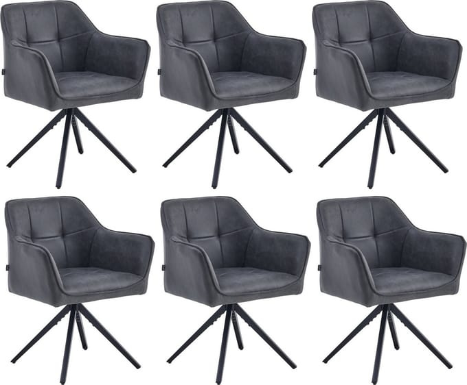 Colenis® - Pearl Eetkamerstoel - Set Van 6 - Antraciet - Microfiber Stof - Microvezel - Industrieel