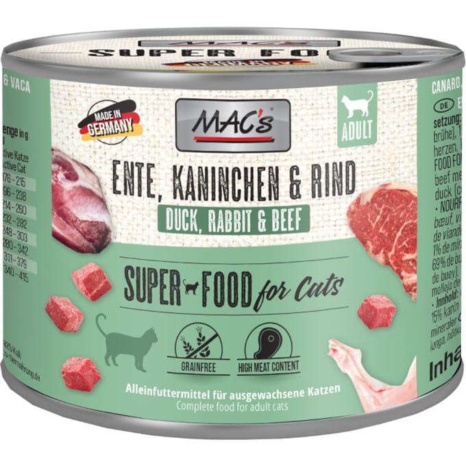 MAC's CAT - blik 6x200g - eend, konijn & rundvlees