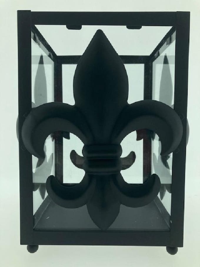 Windlicht - Merk : PTMD - Zwart metaal - Glas - 25cm hoog - Large