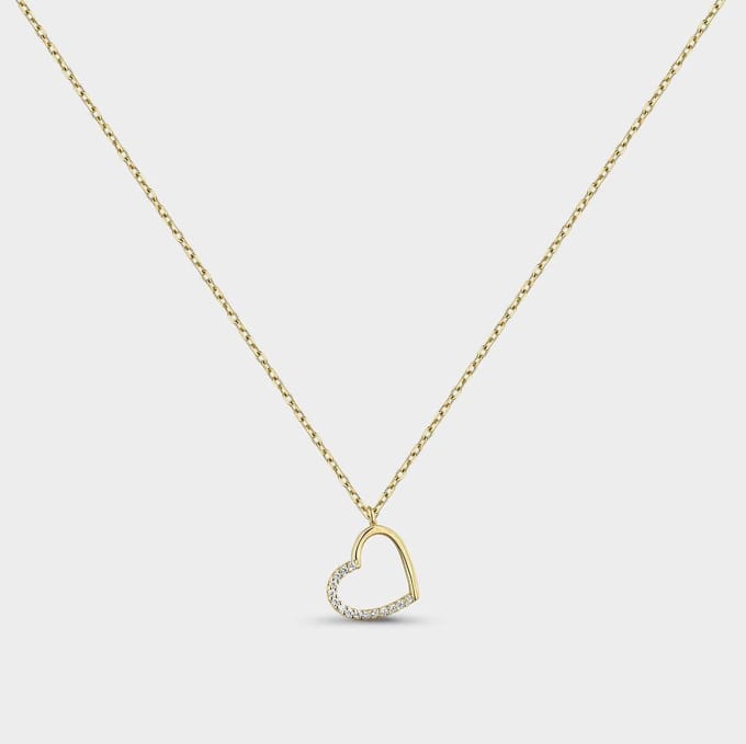 Gouden hart collier met witte zirkonen