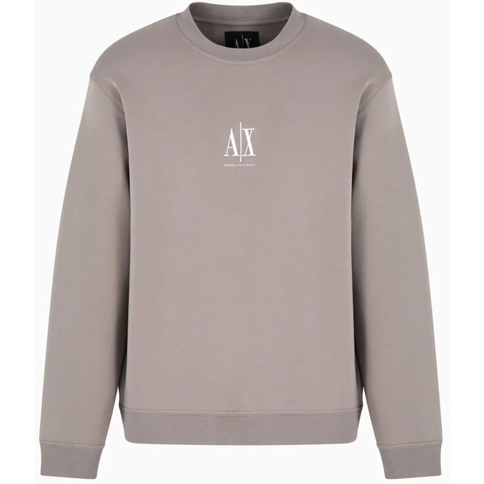 Printed Long Sleeve Round Neck Sweatshirt - Grey
