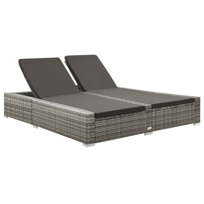 vidaXL - Ligbed - tweepersoons - poly - rattan - grijs