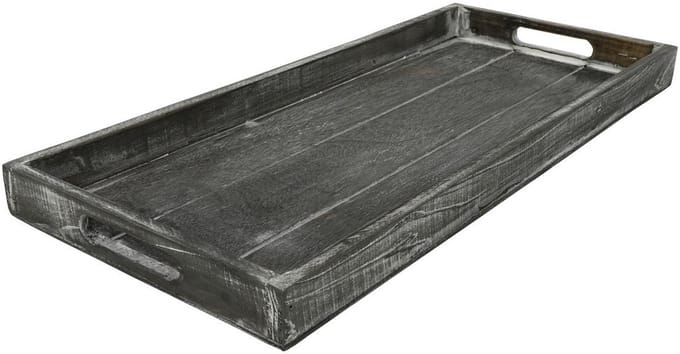 Countryfield dienblad houten serveertray grey-wash 21x48cm rechthoek.